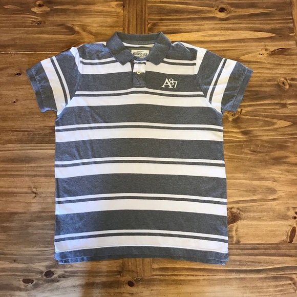Gray and white stripped Aeropostale polo Sz. XL - Picture 2 of 4